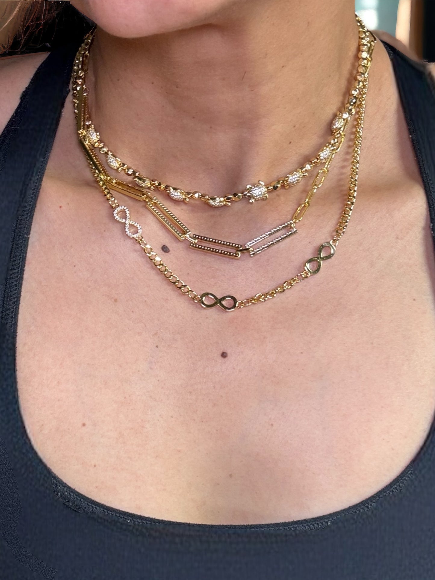 Gold-plated necklace, Soda Pop Tab opener. Adjustable Length 42-46 cm, CZ Micro Pave, Perfect for Layering, Gift Idea for her, mom, women.