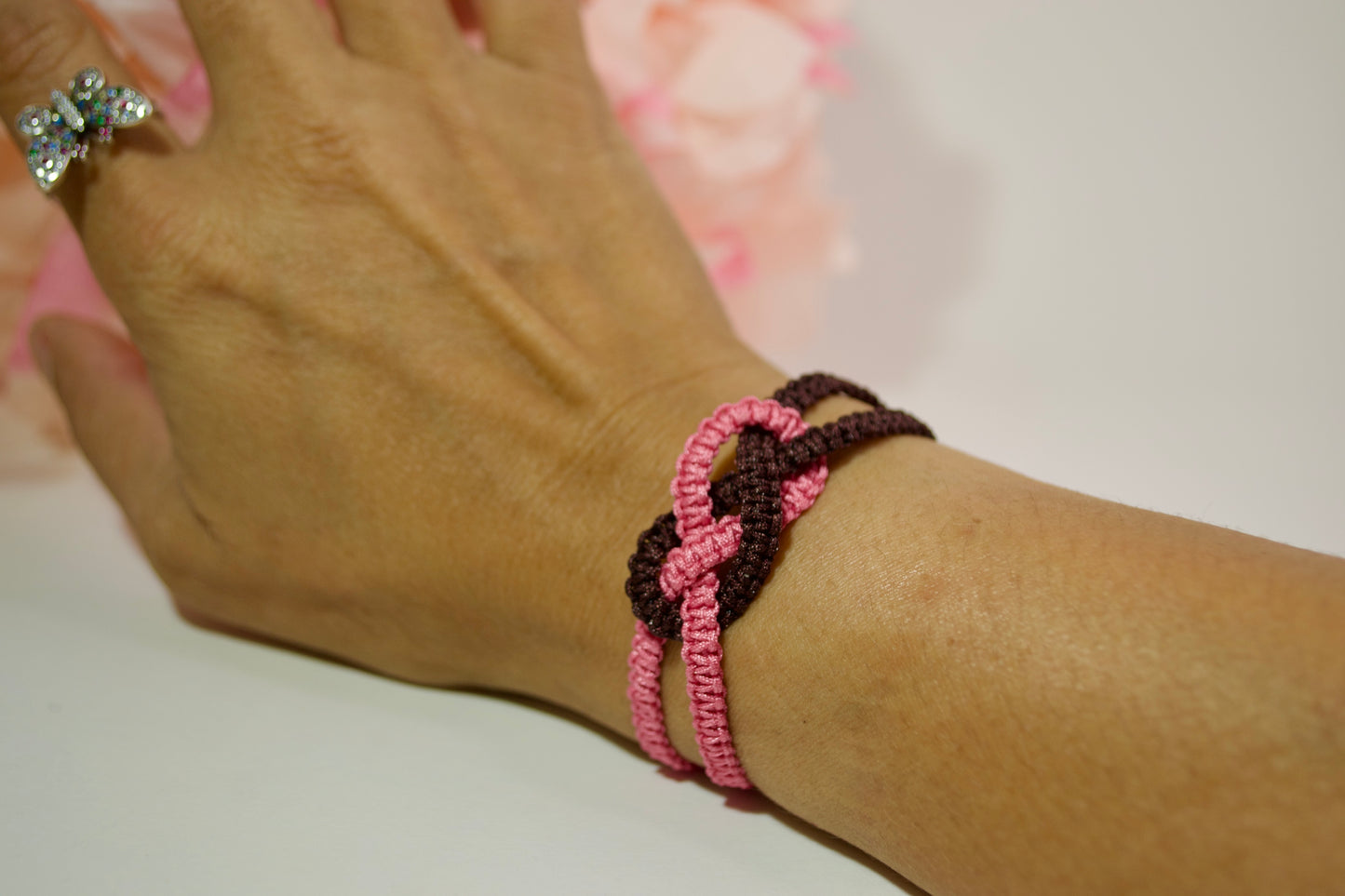 Macrame Infinity Sign Bracelets. Set of 2, Adjustable Jewelry. Friendship Meaningful Custom Gifts. Everyday gifts