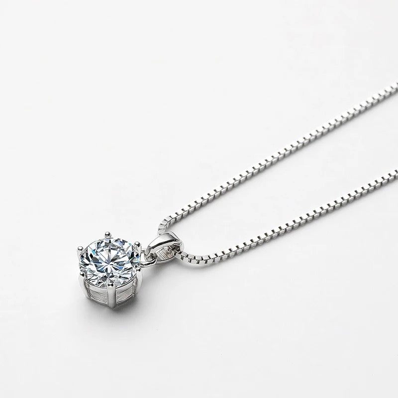Moissanite Diamond Pendant Necklace 1 & 2 Carat Dazzling , 925 Sterling Silver, D Colour VVSI Clarity, genuine stone, certificate included.