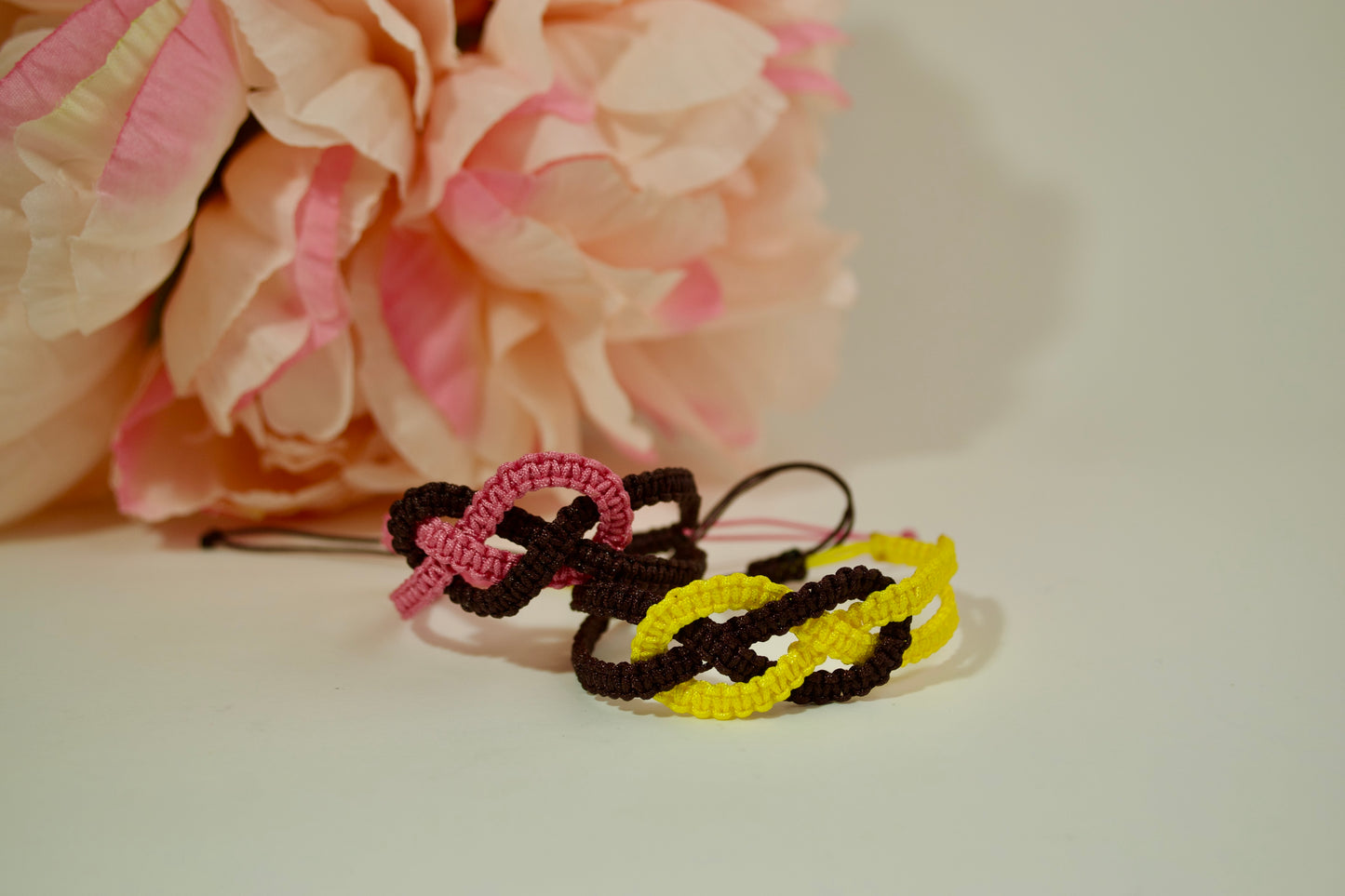 Macrame Infinity Sign Bracelets. Set of 2, Adjustable Jewelry. Friendship Meaningful Custom Gifts. Everyday gifts