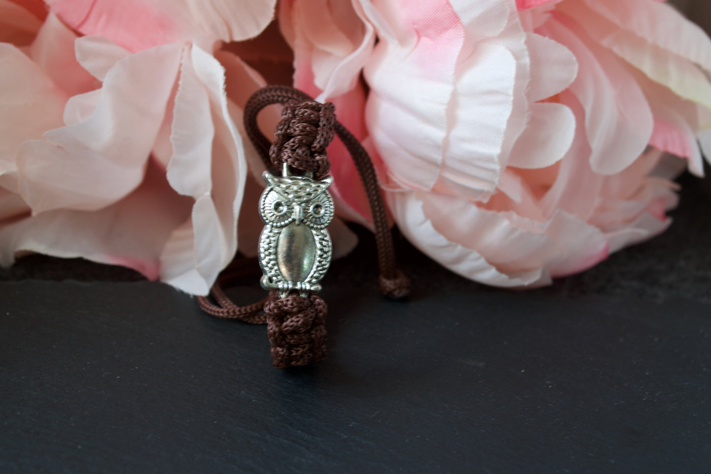 Macrame Bracelet, Owl Charm. Friendship Accessories. Gift for friends. Choice of Various Colours. Wisdom Owl Jewelry Charm.