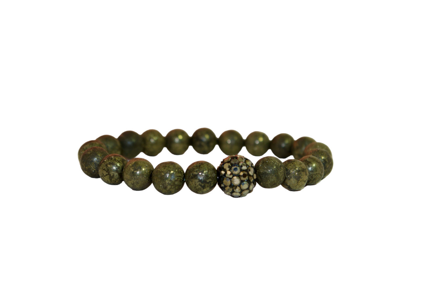 1. Cuentas de pirita genuinas. Pulsera elástica de alta calidad con cuentas de bola de discoteca, el cristal curativo de abundancia más vendido. Por Gigi