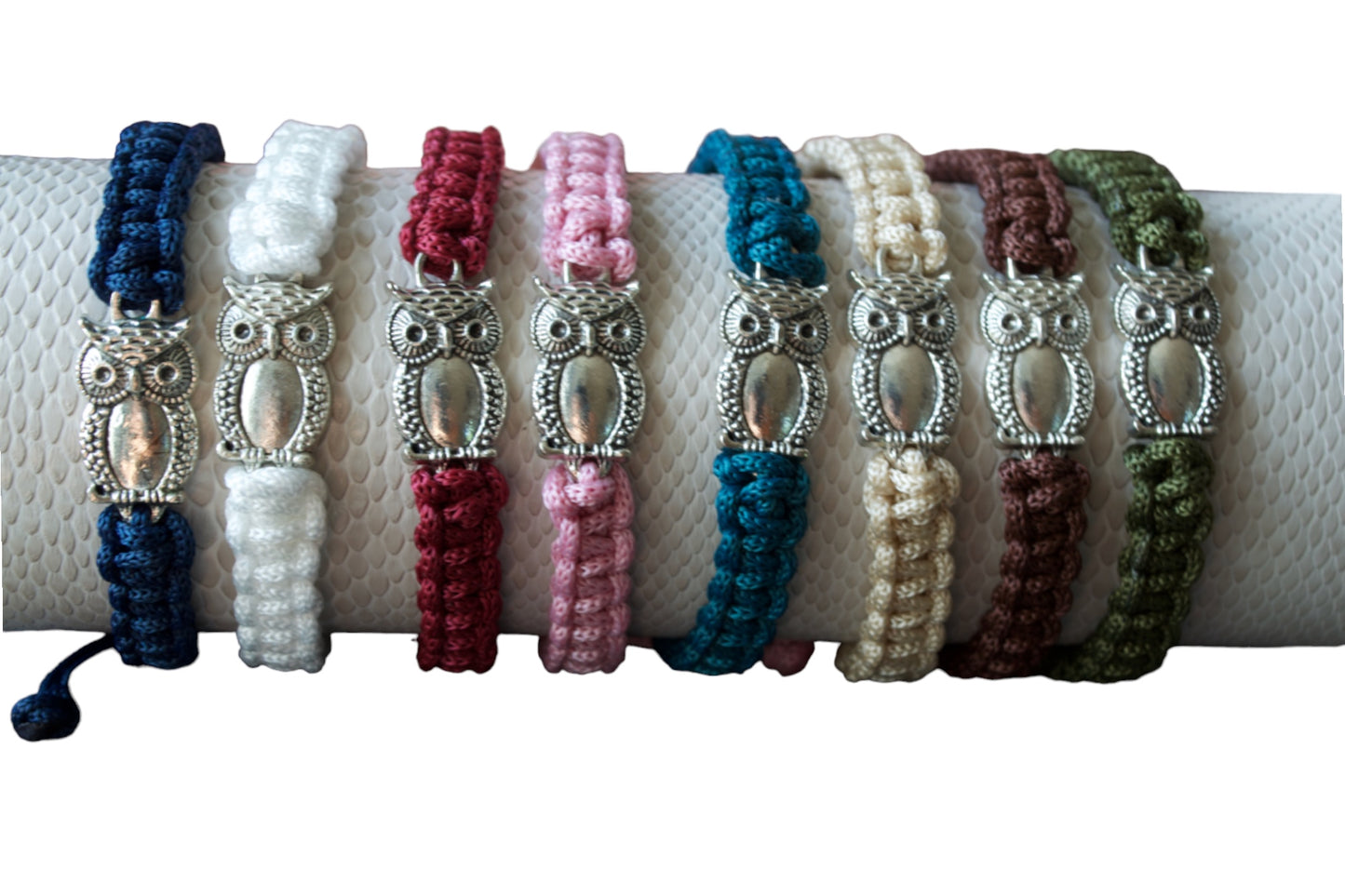 Macrame Bracelet, Owl Charm. Friendship Accessories. Gift for friends. Choice of Various Colours. Wisdom Owl Jewelry Charm.