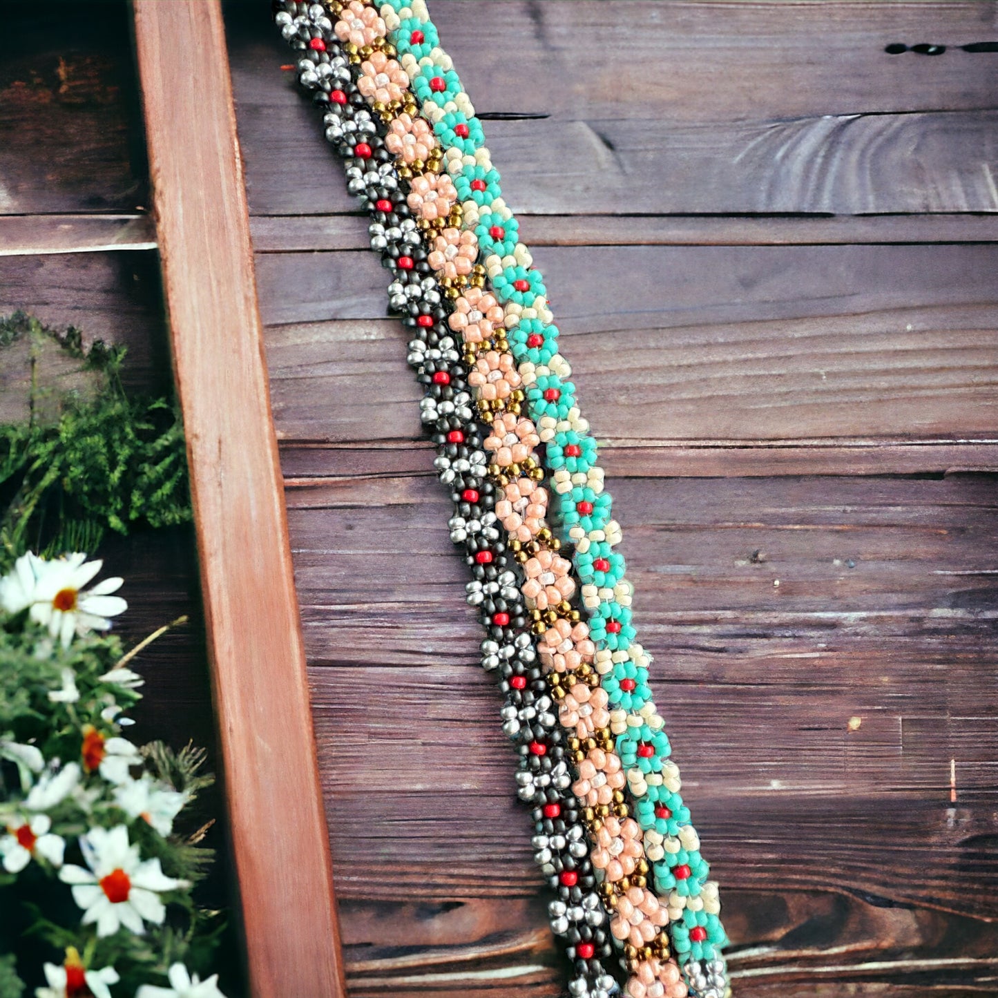Daisy Flower Bracelet. Lobster Clasp, Various Colors, Fits 6.5-8 In Wrists. Handmade by Gigis.