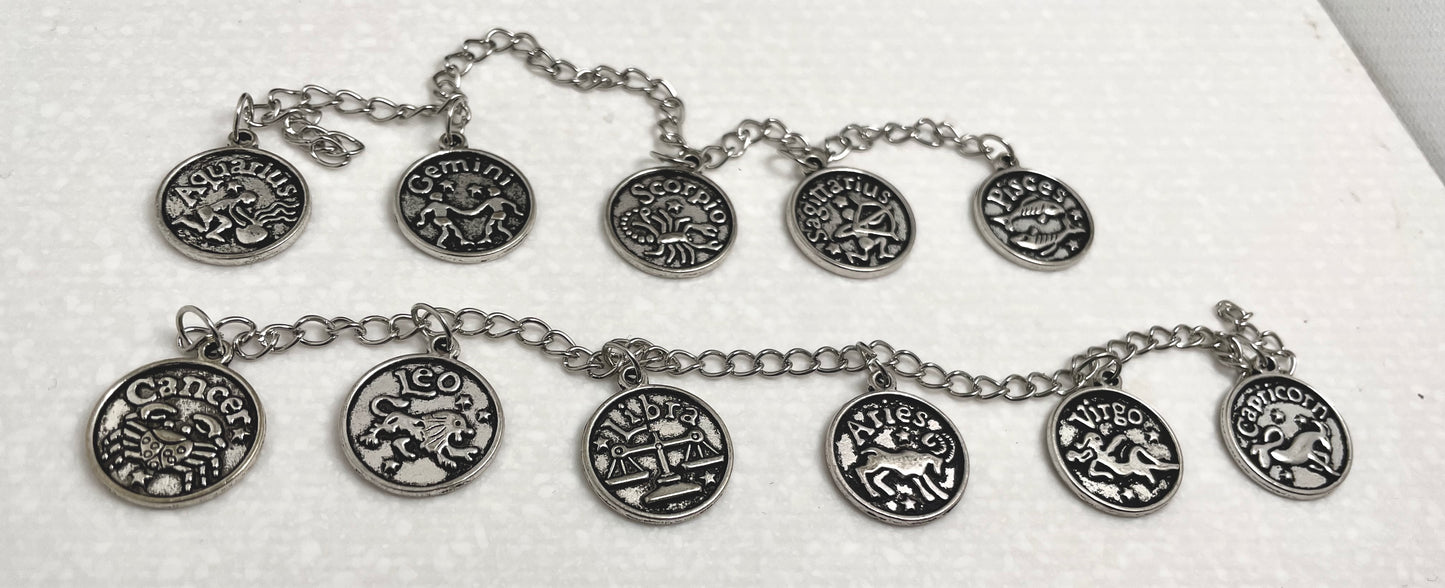 Zodiac-inspired Silver Tone Chain Bracelet with charms - Personalized and Stylish with Toggle Clasp. Great Birthday gift, by Gigi's