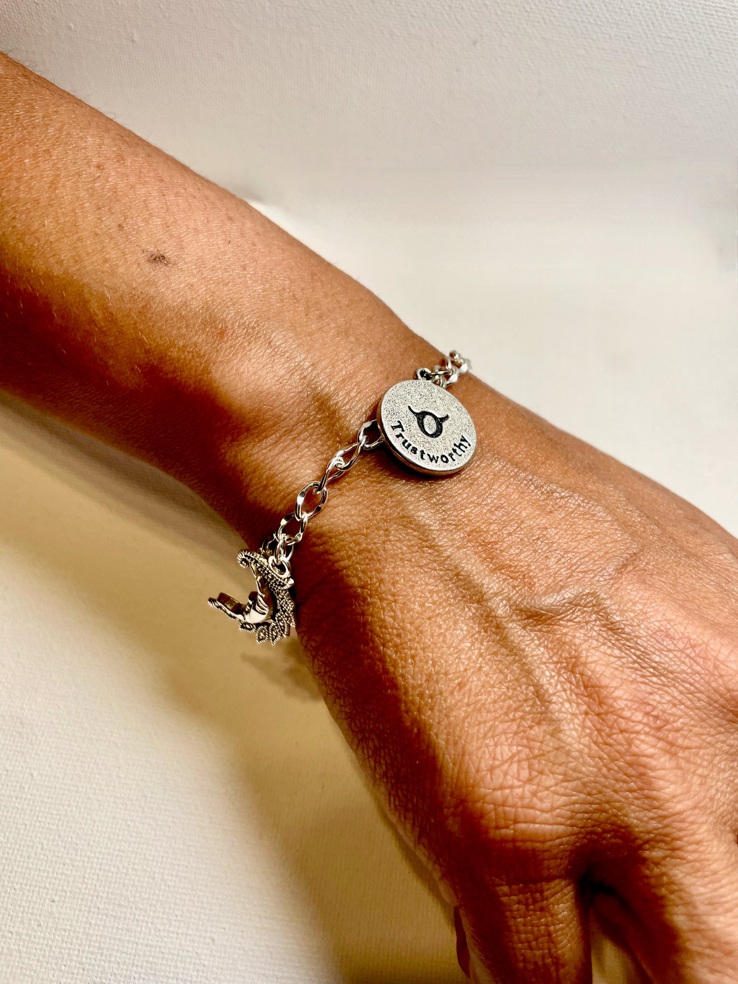 Zodiac-inspired Silver Tone Chain Bracelet with charms - Personalized and Stylish with Toggle Clasp. Great Birthday gift, by Gigi's
