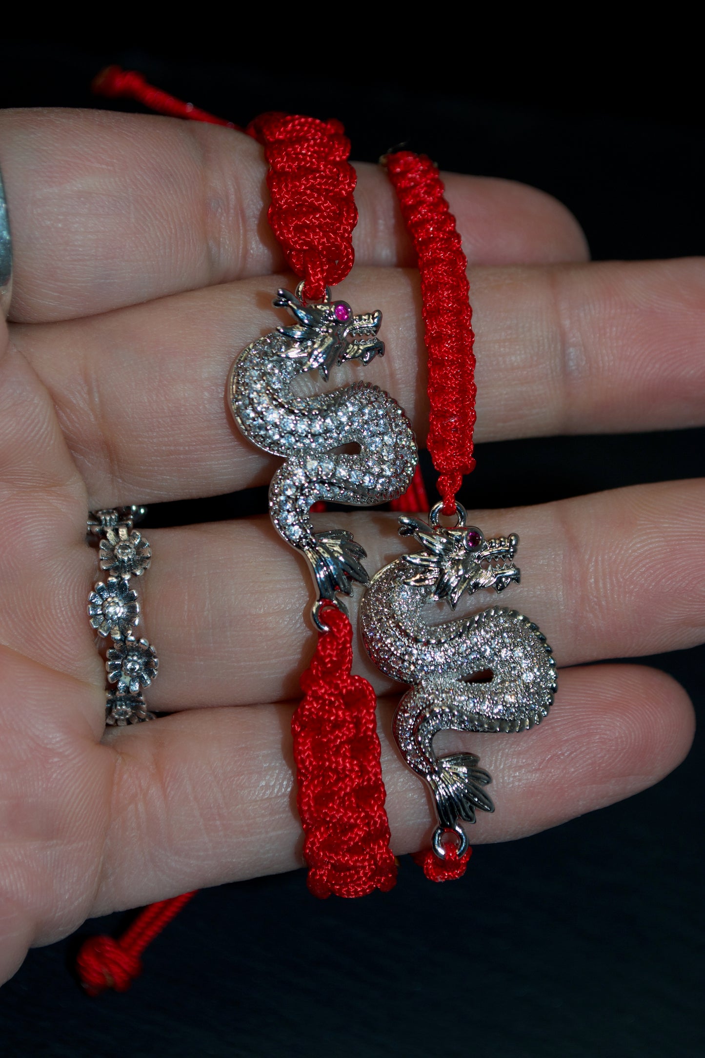 Dragon Adjustable Macrame Bracelet. Durable, Lucky Red Macrame 2 Sizes Available. Women Men Jewelry.