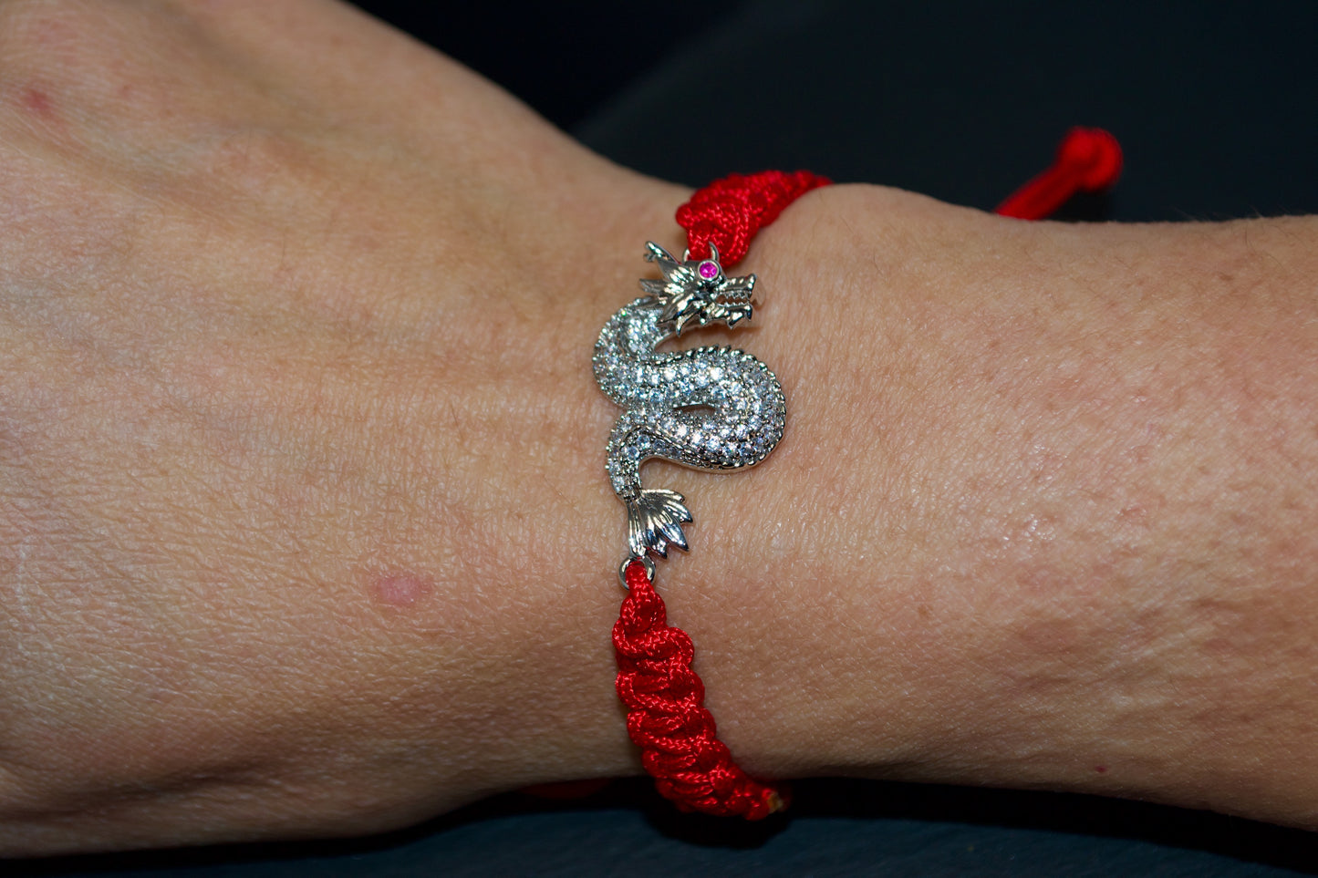 Dragon Adjustable Macrame Bracelet. Durable, Lucky Red Macrame 2 Sizes Available. Women Men Jewelry.