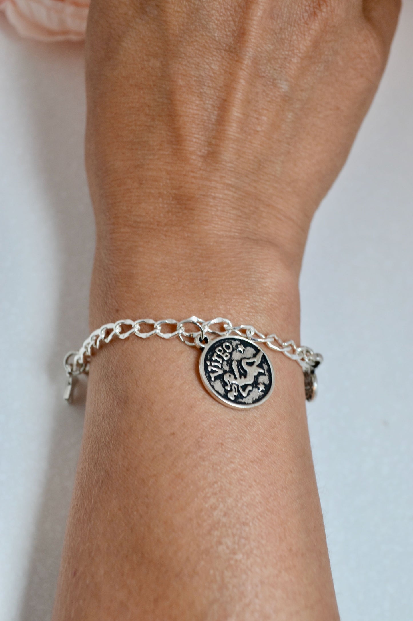 Zodiac-inspired Silver Tone Chain Bracelet with charms - Personalized and Stylish with Toggle Clasp. Great Birthday gift, by Gigi's