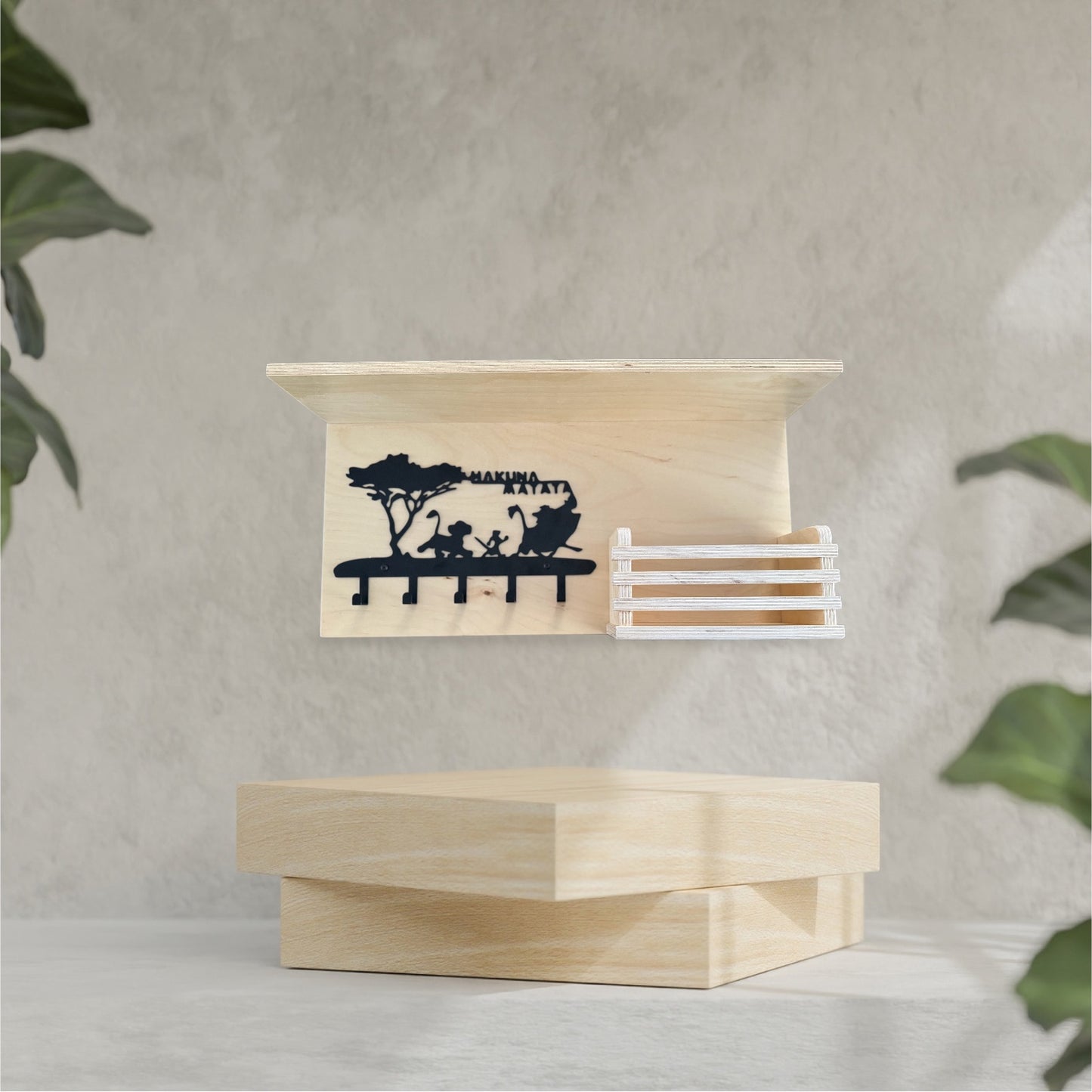 Mail Organizer/ Key Holder/ Coat Hanger. Solid Wood Organizer.  Wall Mounted. Floating Shelf Rustic Coat Rack, Practical & High- Quality. Great House Warming Gift