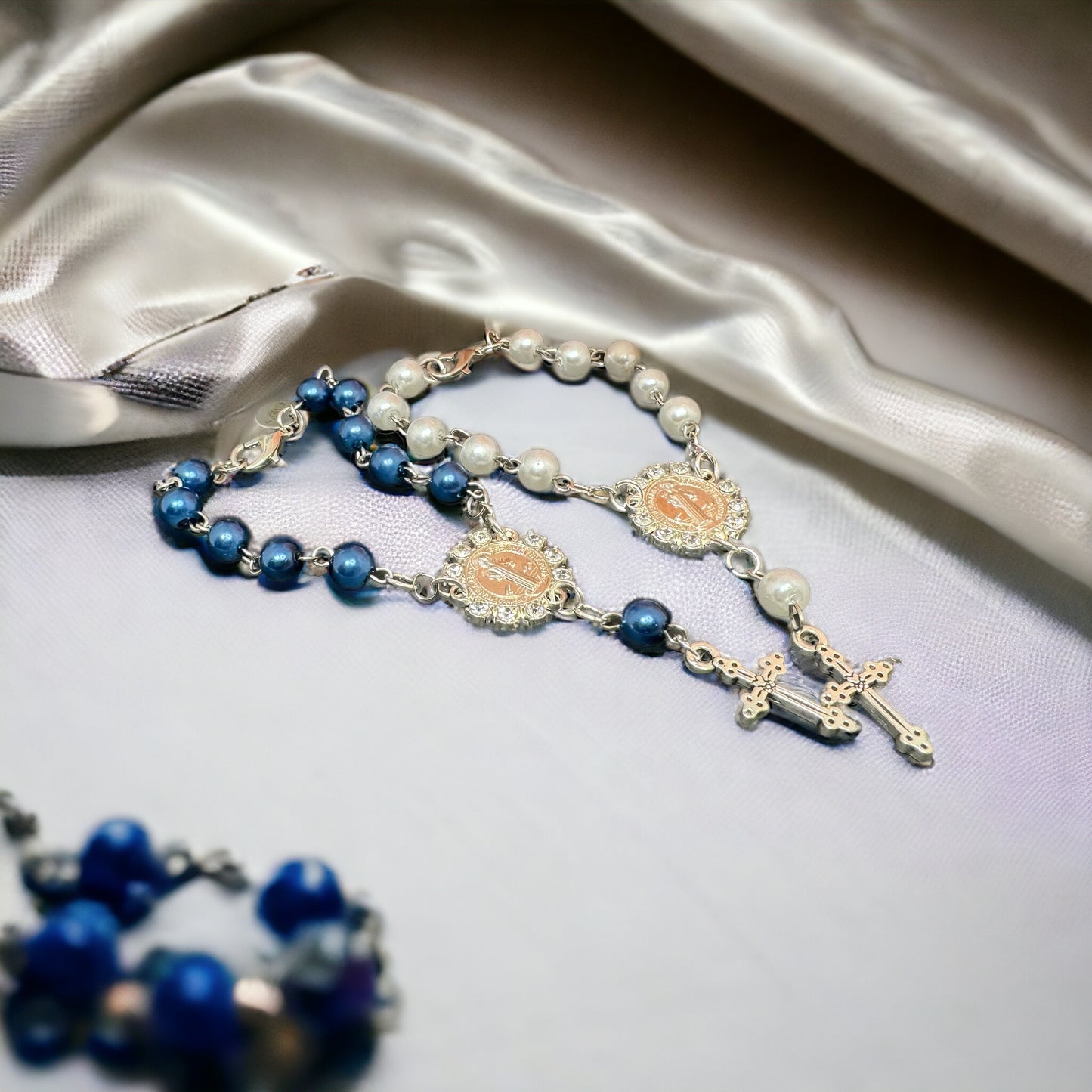 Pearl Rosaries with clasp. Small Size, Great for Baptisms, Communion, Wedding Favours. Pearl decades. Sets of 10, ships with gift box and organza bag.