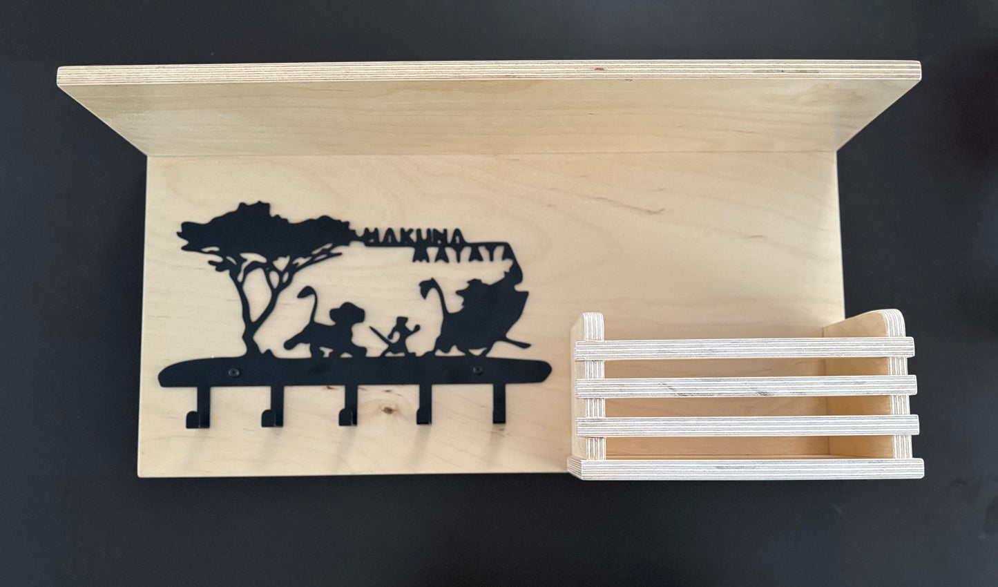 Mail Organizer/ Key Holder/ Coat Hanger. Solid Wood Organizer.  Wall Mounted. Floating Shelf Rustic Coat Rack, Practical & High- Quality. Great House Warming Gift