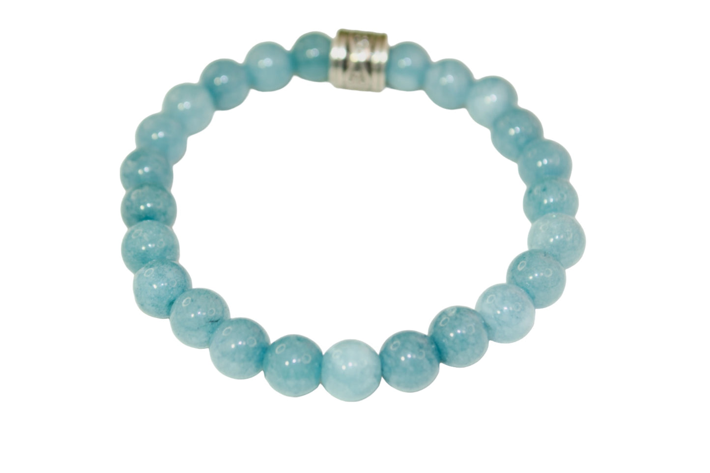 Natural Stone - Aquamarine and Stripe Agate Elastic Bracelet