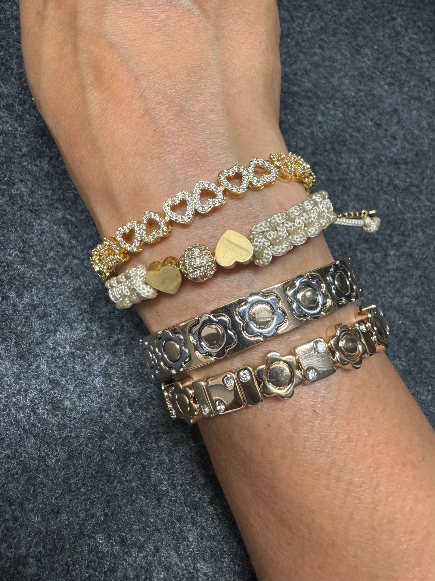 Gold Trendy Elegant Macrame Bracelet Set, Evil Eye, Layer-Friendly. Adjustable. Everyday Jewelry. Choose Your Perfect Pairing