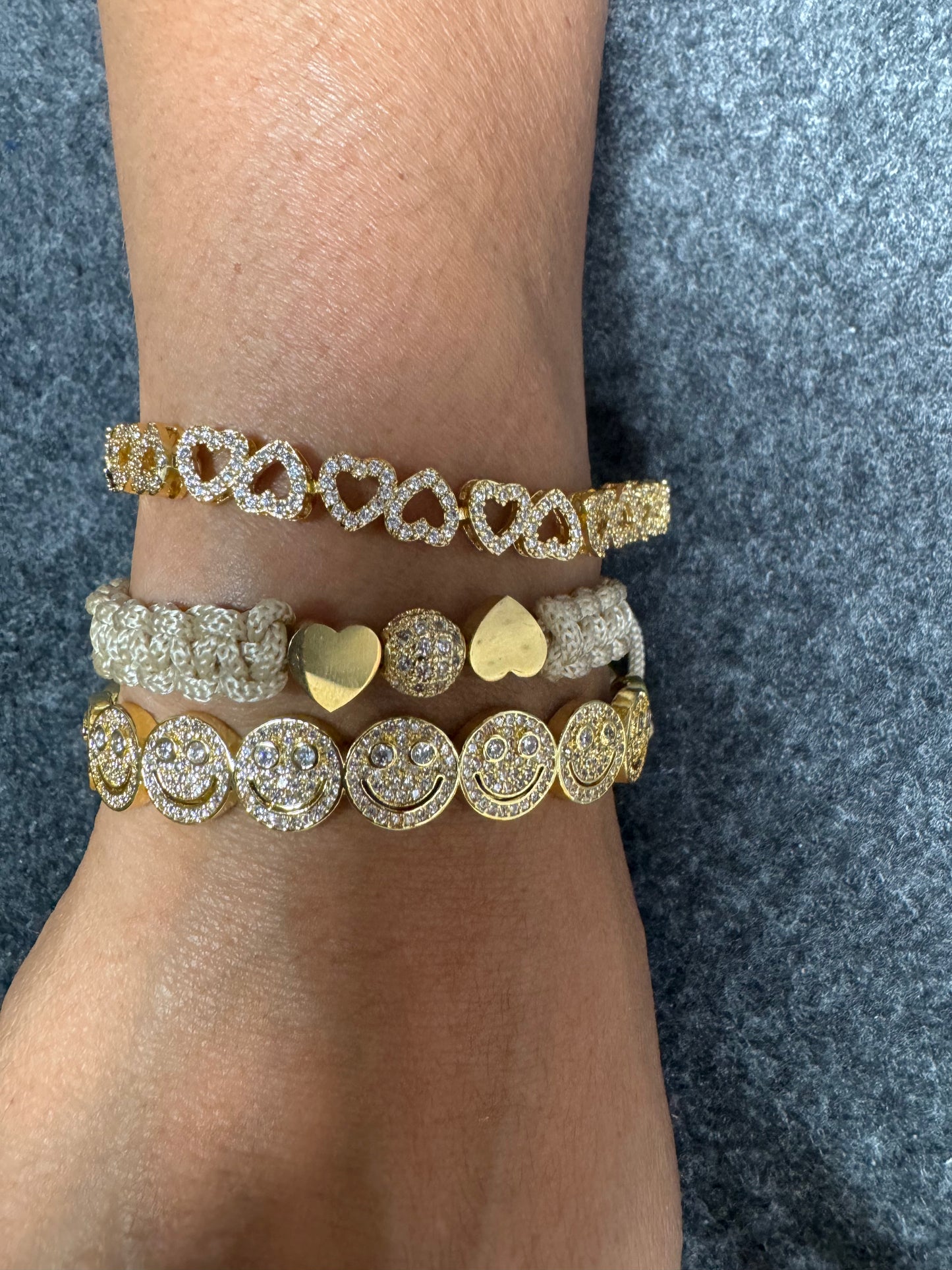 Gold Trendy Elegant Macrame Bracelet Set, Evil Eye, Layer-Friendly. Adjustable. Everyday Jewelry. Choose Your Perfect Pairing