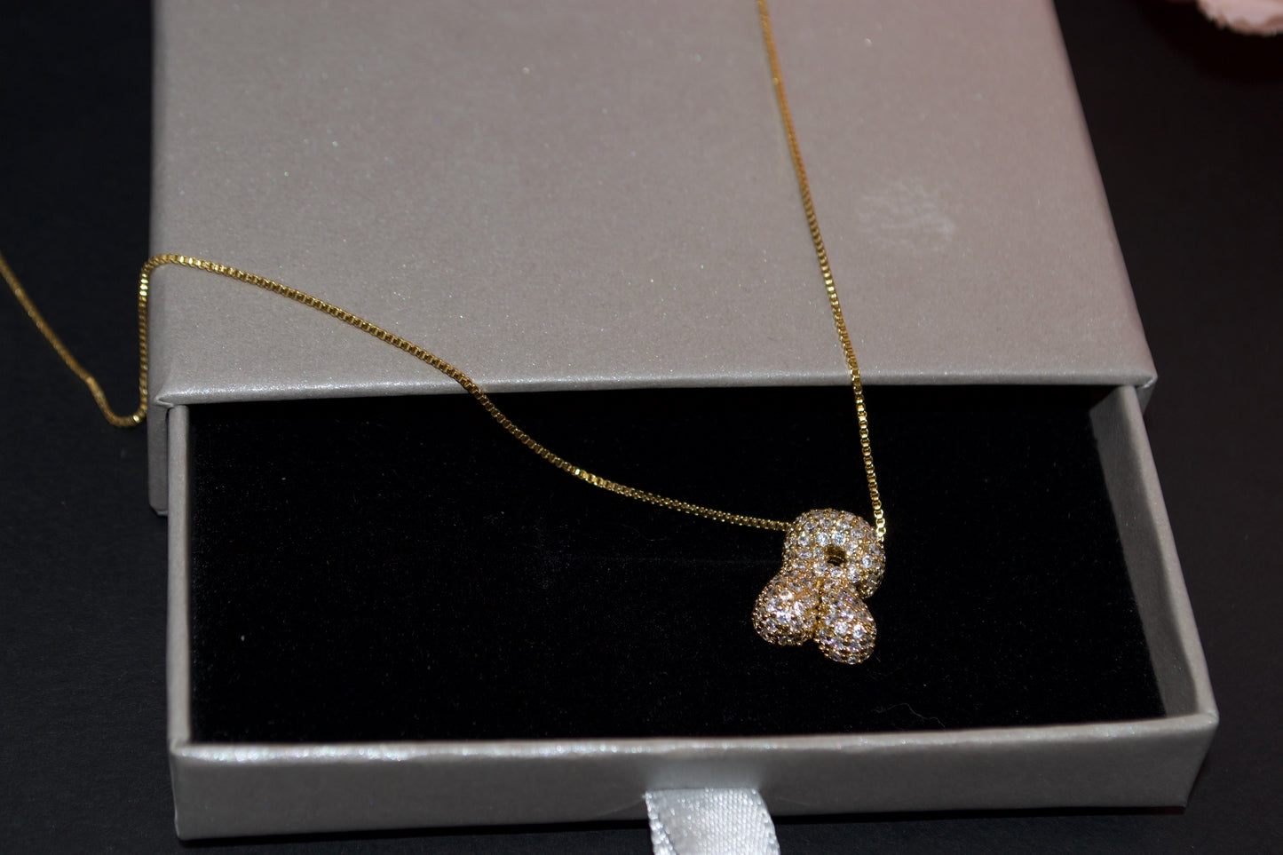Bubble Letter Necklace with Pave Zirconia Detailing - Customizable Initial - Gold/Silver Color. Gift. layer friendly option