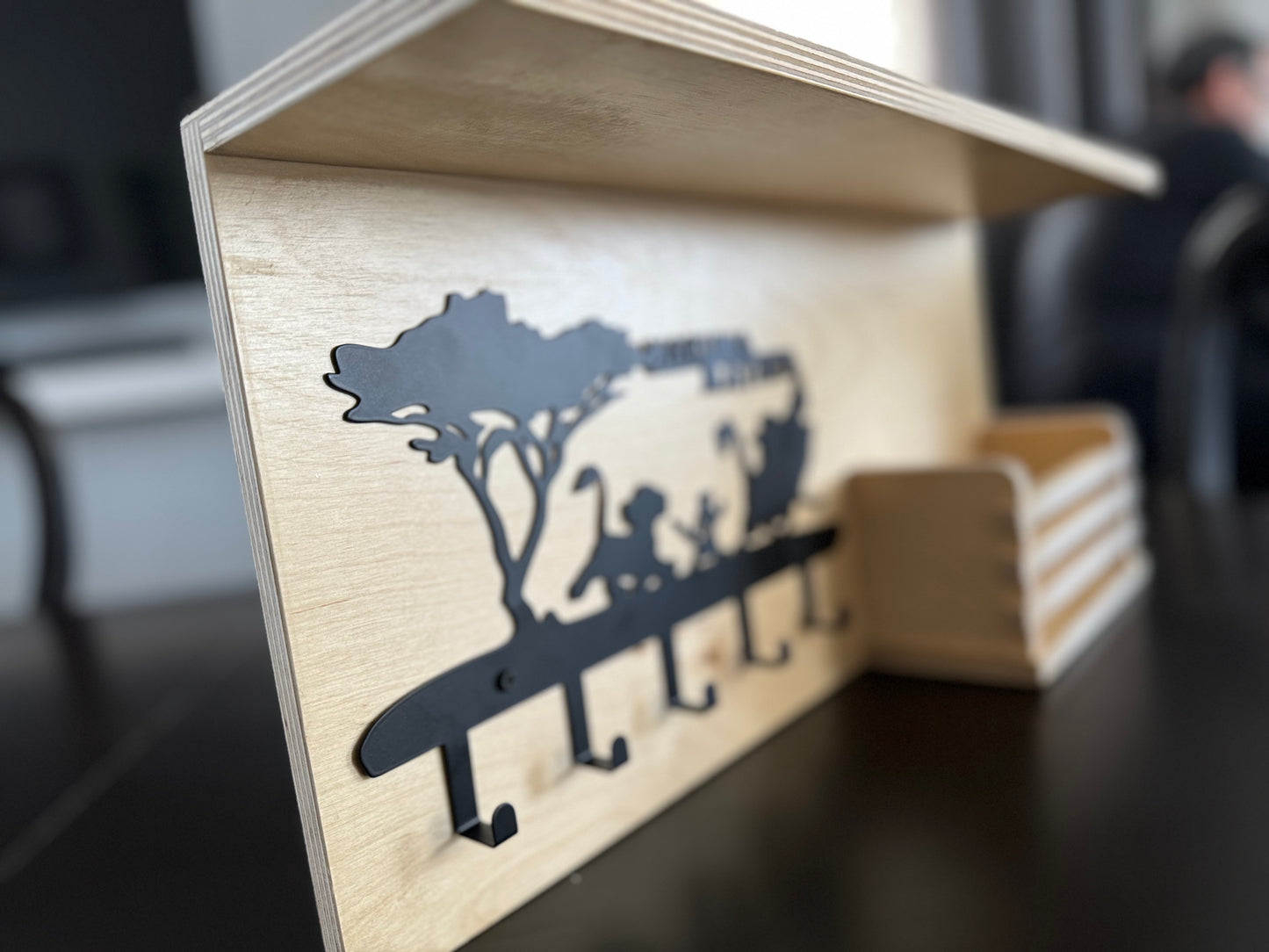 Mail Organizer/ Key Holder/ Coat Hanger. Solid Wood Organizer.  Wall Mounted. Floating Shelf Rustic Coat Rack, Practical & High- Quality. Great House Warming Gift