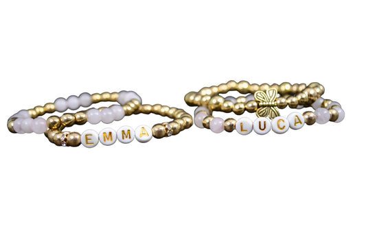 Pulseras personalizadas, poder, iniciales o palabra personalizada, pulsera elástica y apilable, unisex, regalo personalizado, pulsera con cuentas de Gigi's Charms