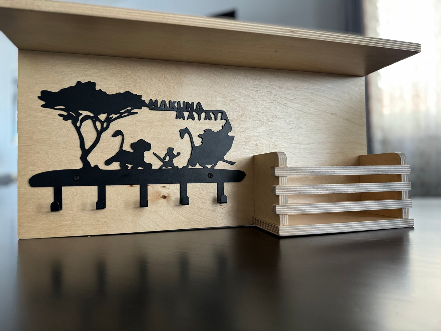 Mail Organizer/ Key Holder/ Coat Hanger. Solid Wood Organizer.  Wall Mounted. Floating Shelf Rustic Coat Rack, Practical & High- Quality. Great House Warming Gift