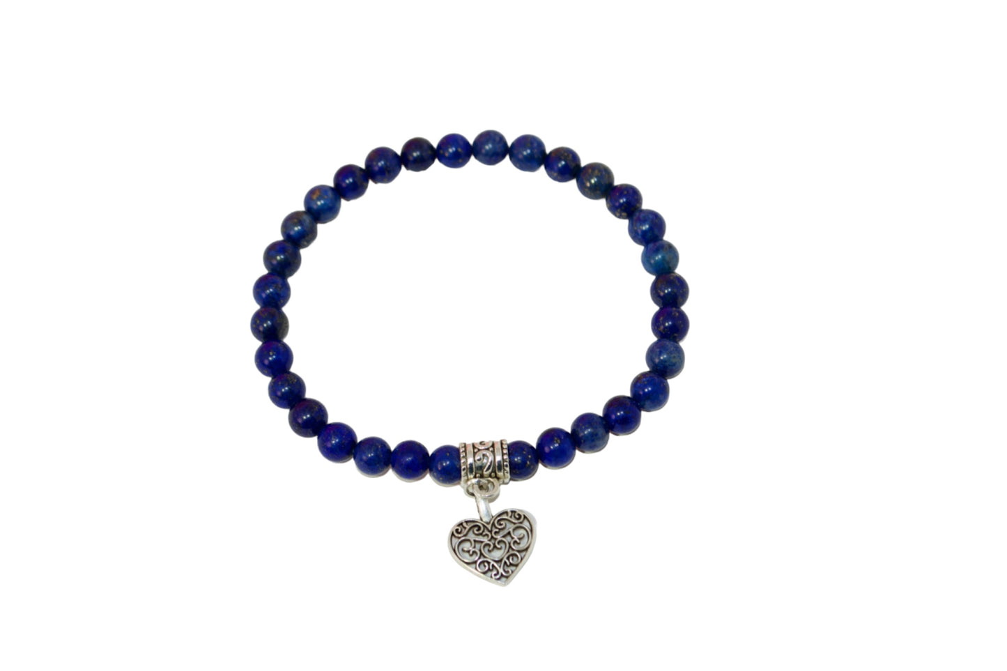 Mystic Dreams: Pulsera de piedra de lapislázuli hecha a mano con cordón elástico de 6 mm y dije, de Gigi's