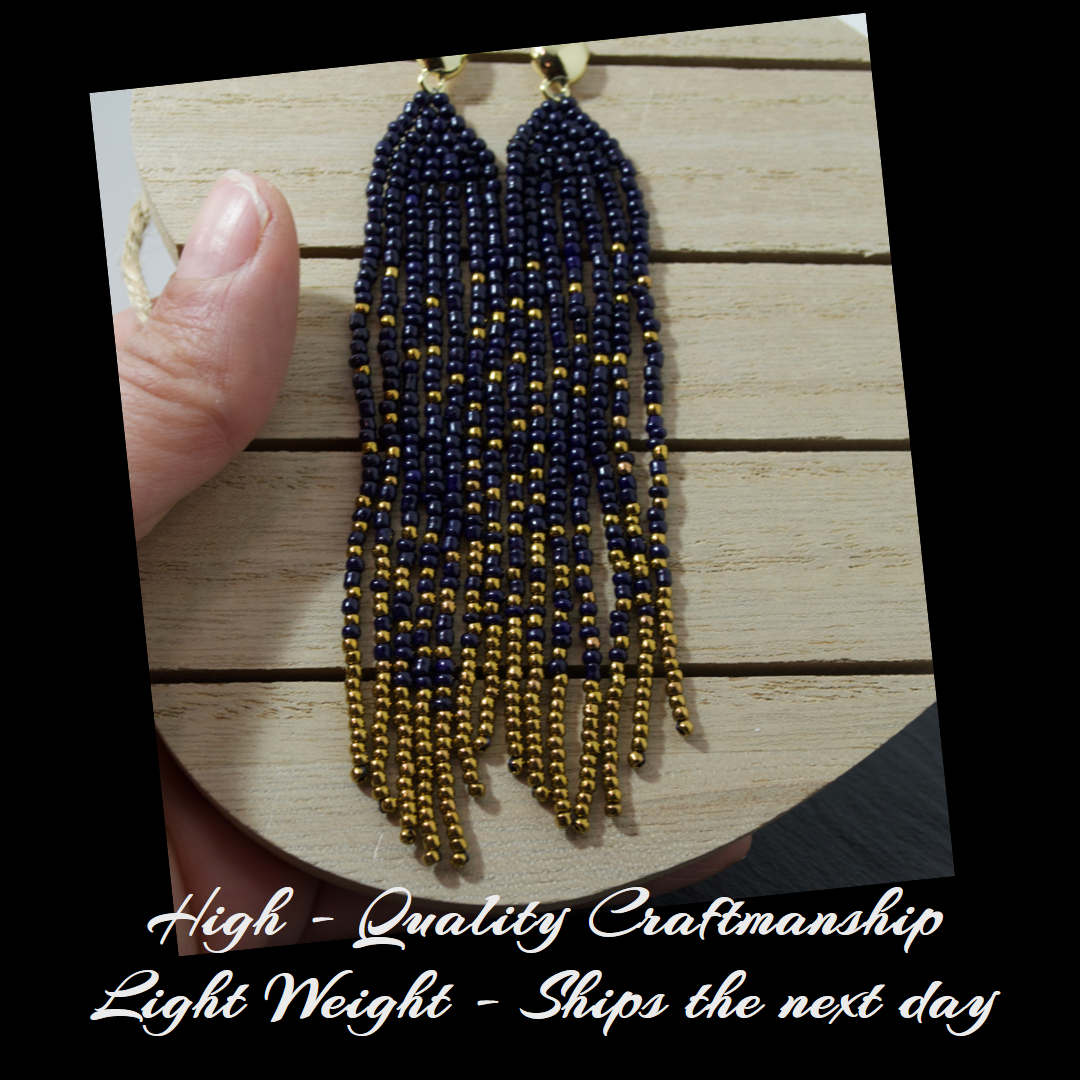 Pendientes de borla con flecos - Joyería de declaración hecha a mano. Cuentas de semillas. Moda bohemia, joyería llamativa, de Gigi's.