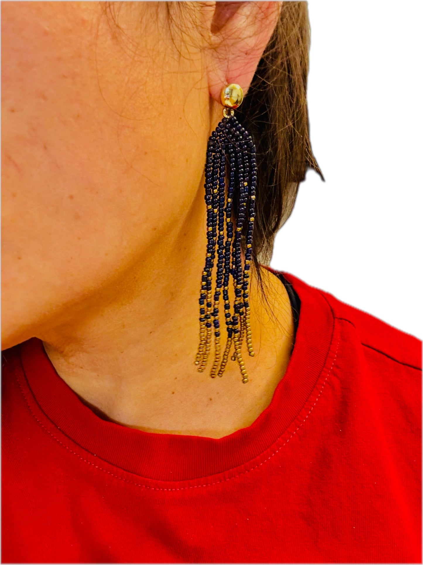 Pendientes de borla con flecos - Joyería de declaración hecha a mano. Cuentas de semillas. Moda bohemia, joyería llamativa, de Gigi's.