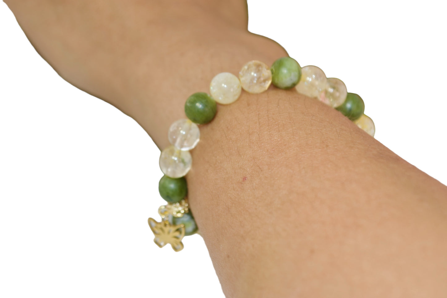 Pulsera de abundancia. Jade y Citrino. Atrae el éxito y la suerte. Energía curativa. Pulsera de jade verde y citrino que admite capas de Gigi's