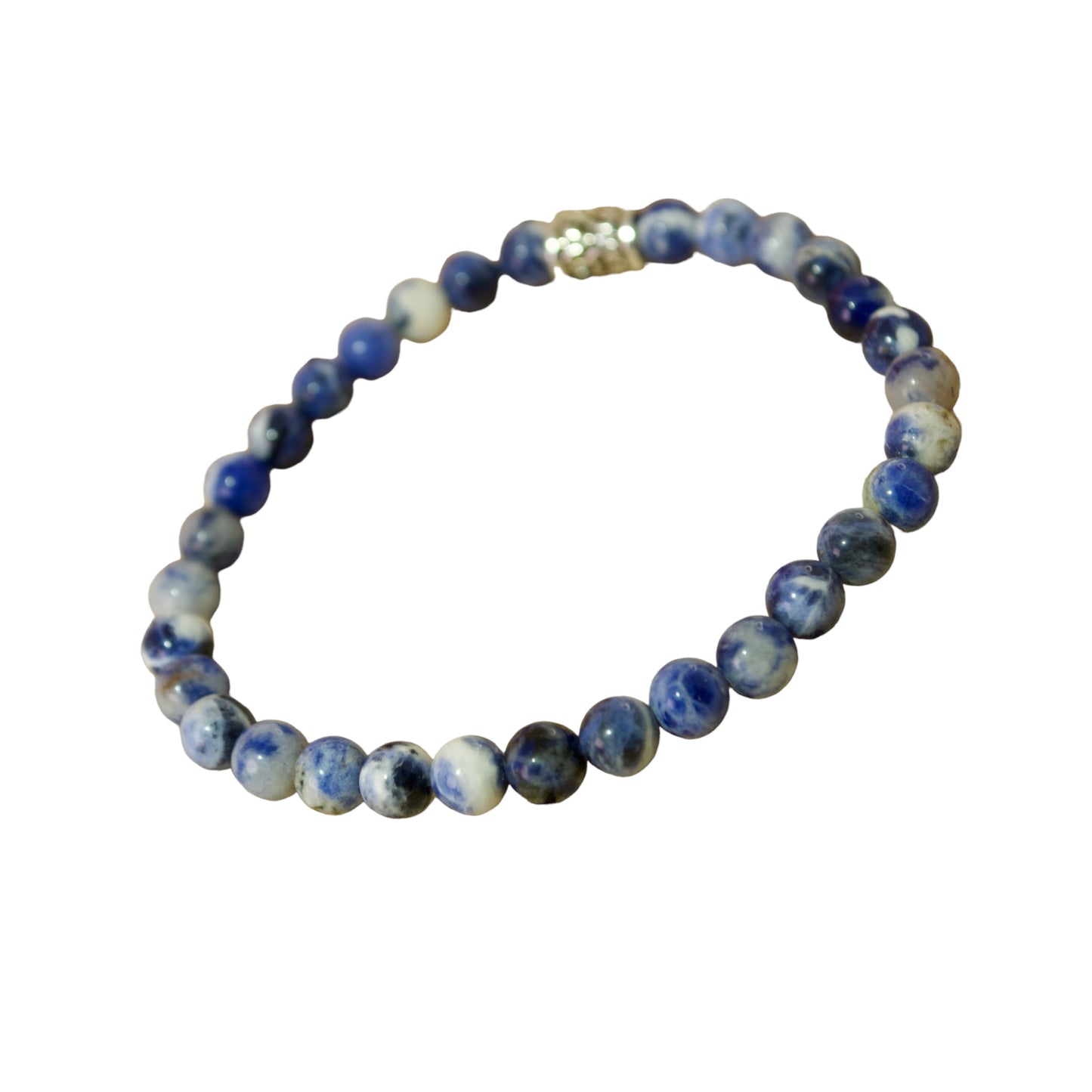 Tranquilidad oceánica: pulsera de piedra de jaspe azul con cordón elástico de 6 mm hecha a mano con espaciador antiguo de Gigi's