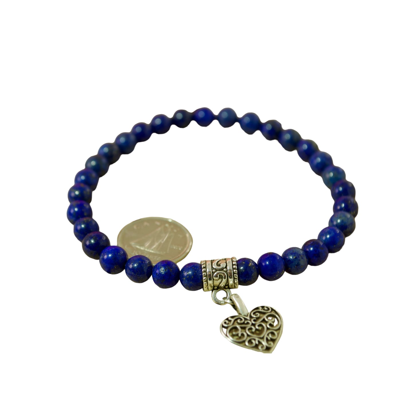 Mystic Dreams: Pulsera de piedra de lapislázuli hecha a mano con cordón elástico de 6 mm y dije, de Gigi's