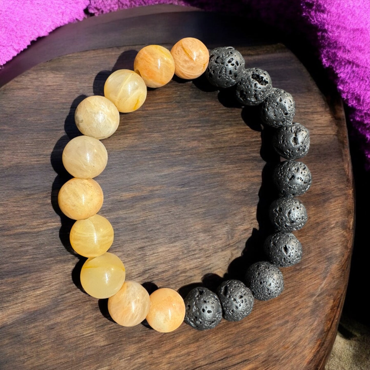 Natural Stone - Sunstone and Lava Stone Bracelet