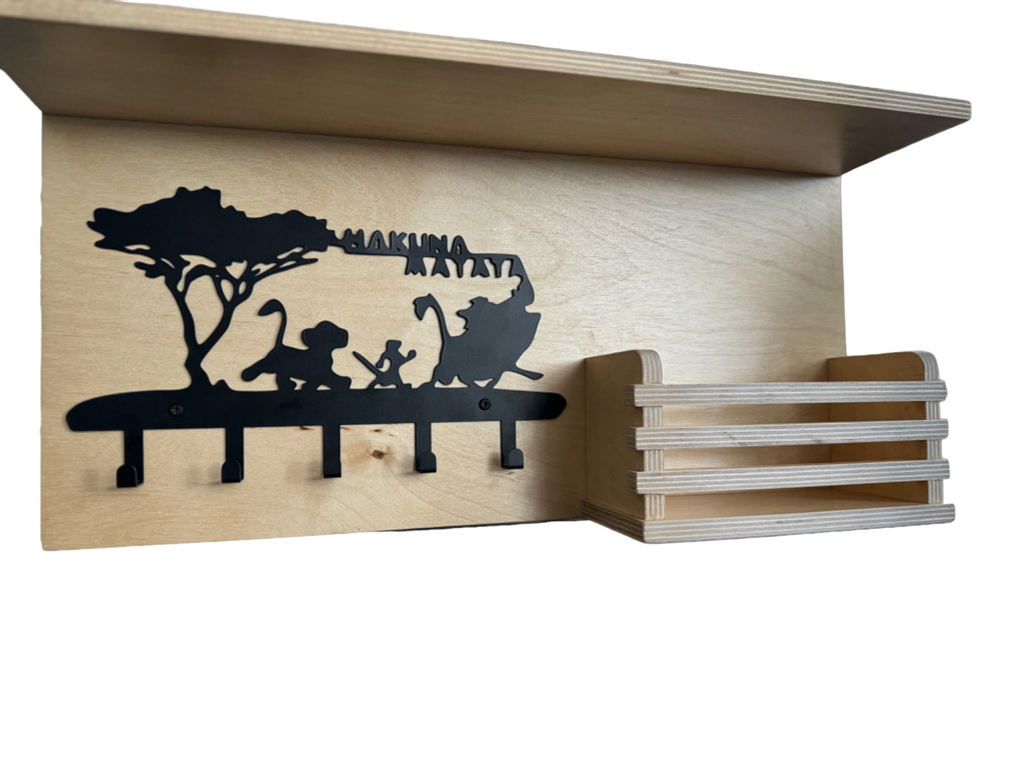 Mail Organizer/ Key Holder/ Coat Hanger. Solid Wood Organizer.  Wall Mounted. Floating Shelf Rustic Coat Rack, Practical & High- Quality. Great House Warming Gift