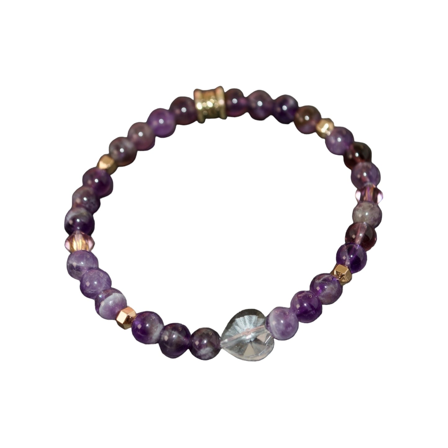 Tranquilidad Divina: Pulsera de piedra de amatista con cordón elástico de 6 mm hecha a mano con dijes de Gigi's