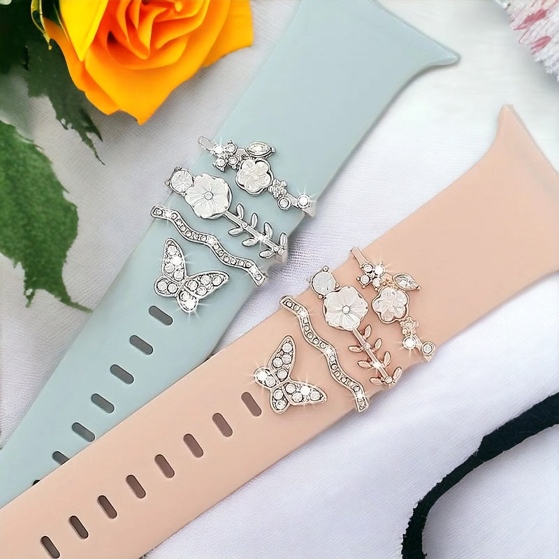 Dijes decorativos para correas de reloj. Se adapta a las bandas Apple Silicone y FitBit. 20-22 mm de ancho. Gran idea para un regalo.