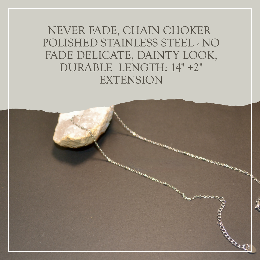 Hermosa gargantilla de acero inoxidable, delicada cadena estilo tono plateado. Regalo de joyería perfecto para todos los días para ella, mamá, novia. Por Gigi